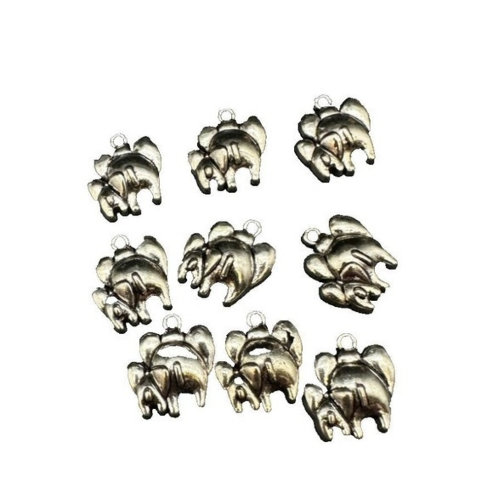 Elephant Rear Ends Adult & Child Charms Pendants Lot of 9 Silver‎ tone 5/8"